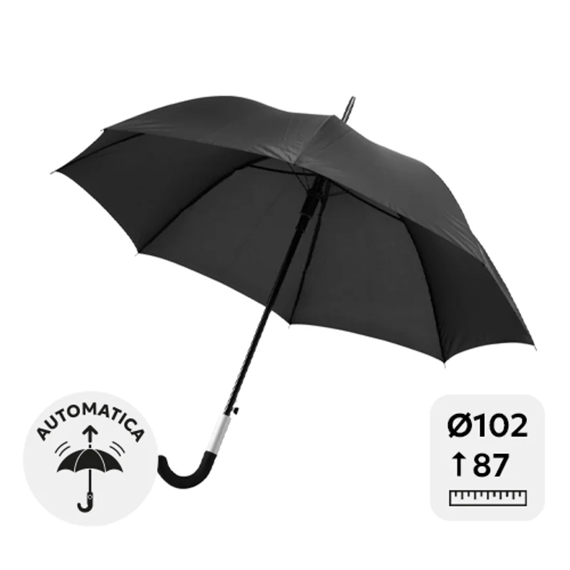 Ombrello di design automatico 23" con manico in gommato a uncino