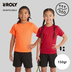 T-shirt ROLY MONTECARLO sportiva da bambino unisex in tessuto tecnico traspirante da 150gr