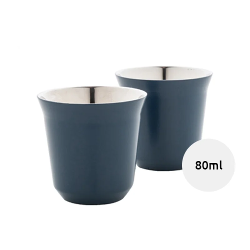 Set di 2 tazze per caffè a doppia parete in acciaio riciclato da 80ml in scatola kraft