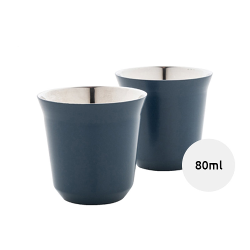 Set di 2 tazze per caffè a doppia parete in acciaio riciclato da 80ml in scatola kraft
