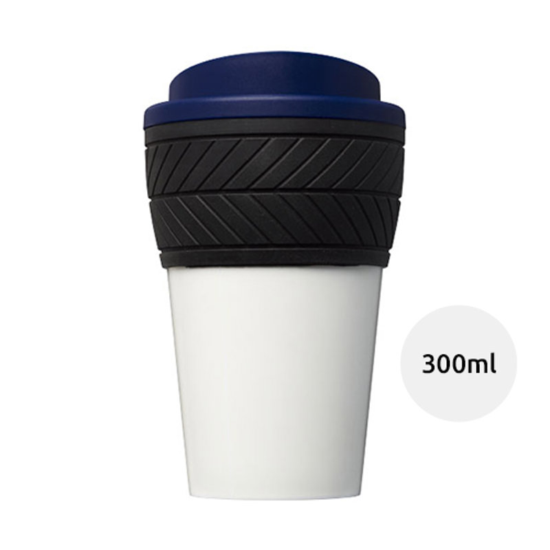 Bicchiere medio a parete singola con coperchio a scatto e impugnatura in silicone da 300ml