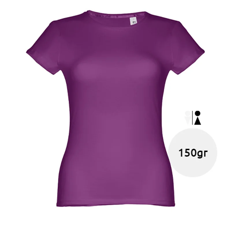 T-shirt da donna colori assortiti a girocollo taglio aderente 100% cotone 150gr