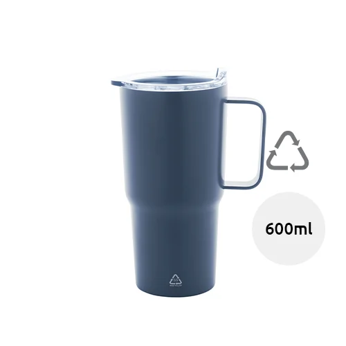 Tazza termica in acciaio inox riciclato e coperchio in PS da 600ml