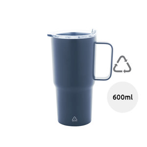 Tazza termica in acciaio inox riciclato e coperchio in PS da 600ml