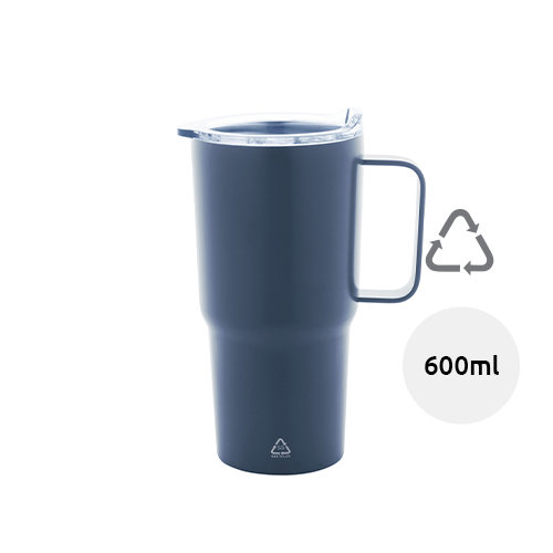 Tazza termica in acciaio inox riciclato e coperchio in PS da 600ml