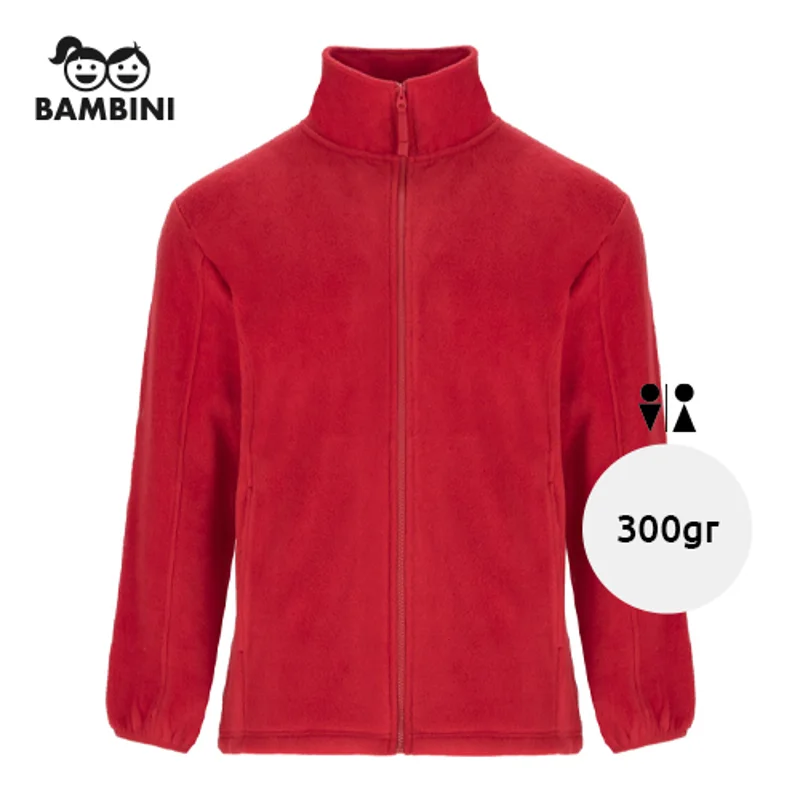 Felpa in pile da bambino con cerniera intera con colletto alto da 300gr