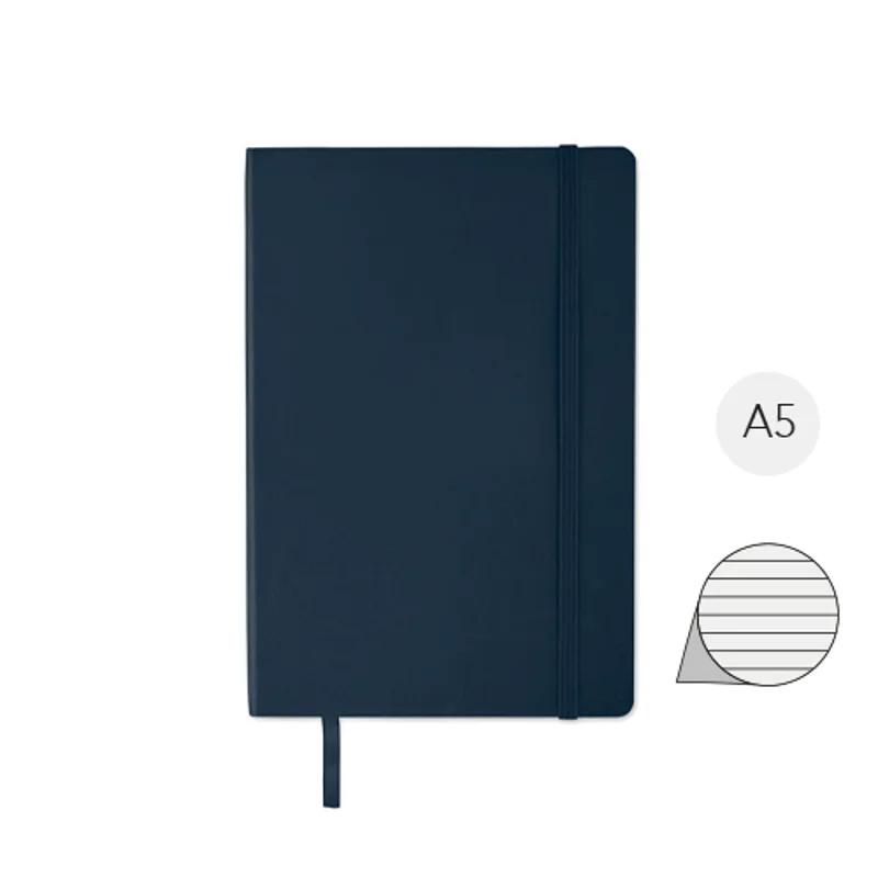 Block notes A5 con copertina morbida in PU riciclato e 80 fogli a righe in carta riciclata e tasca interna espandibile
