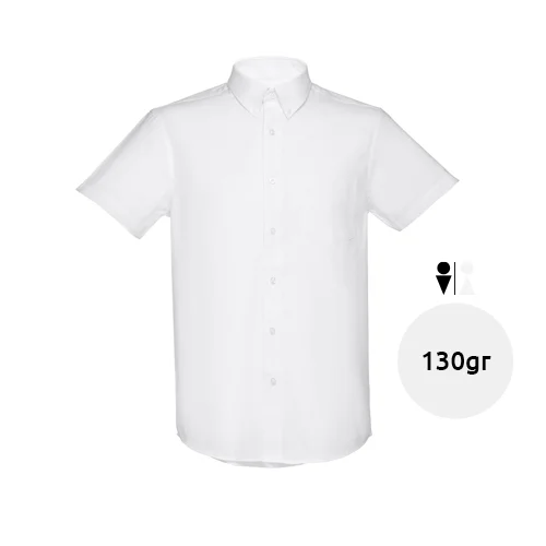 Camicia da uomo bianca a maniche corte da 130gr