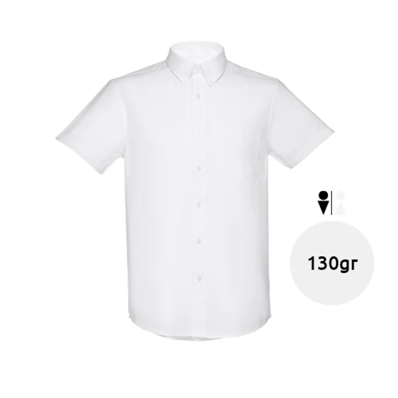 Camicia da uomo bianca a maniche corte da 130gr