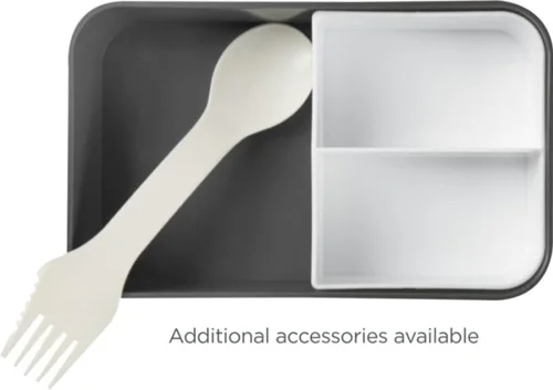 Porta pranzo con due scomparti in plastica priva di BPA e fascia di chiusura in RPET da 700ml 