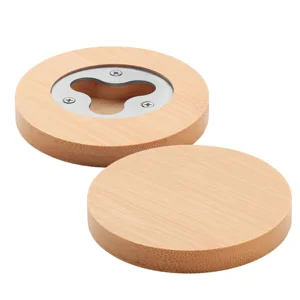 Apribottiglie e sottobicchiere rotondo in bambù