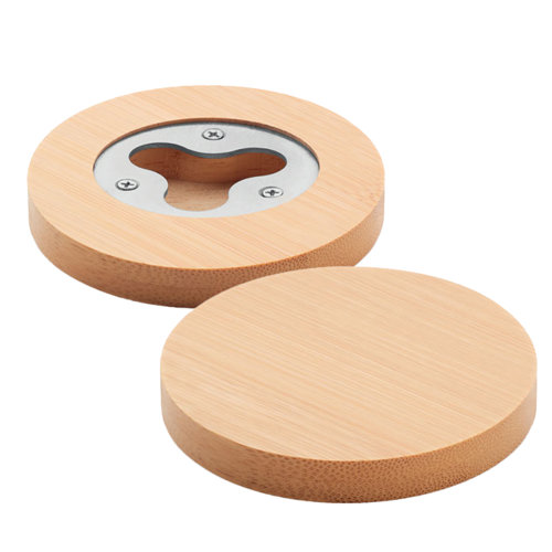 Apribottiglie e sottobicchiere rotondo in bambù