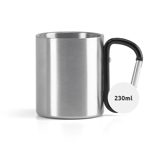 Tazza in acciaio inox con manico moschettone 230ml