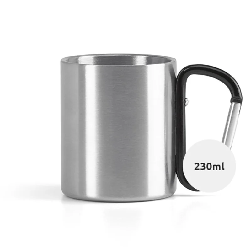 Tazza in acciaio inox con manico moschettone 230ml
