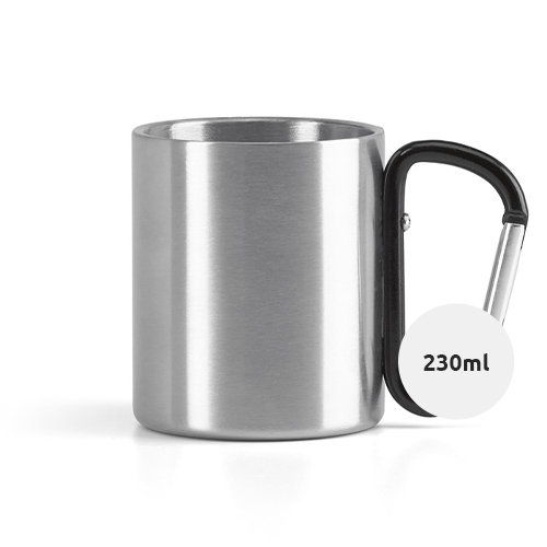 Tazza in acciaio inox con manico moschettone 230ml