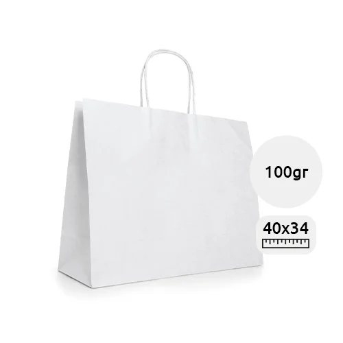 Shopper in carta kraft bianca formato grande da 100gr 40x34x11cm