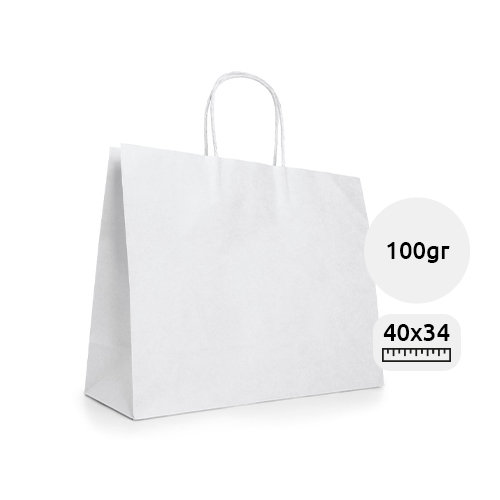 Shopper in carta kraft bianca formato grande da 100gr 40x34x11cm