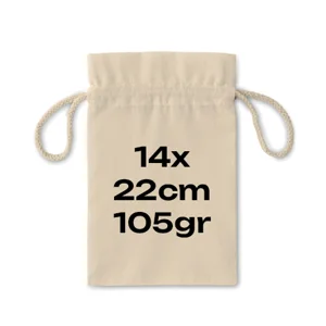 Sacca piccola in cotone 105gr con chiusura a coulisse 14x22cm