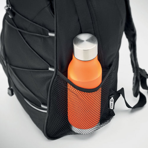 Zaino in RPET 600D con dettagli riflettenti per alta visibilità e tasche laterali in rete 29x16x46cm