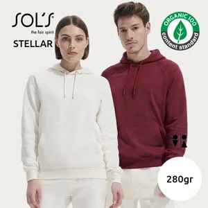 Felpa SOL'S STELLAR unisex in cotone organico e poliestere riciclato con cappuccio e tasca da 280gr