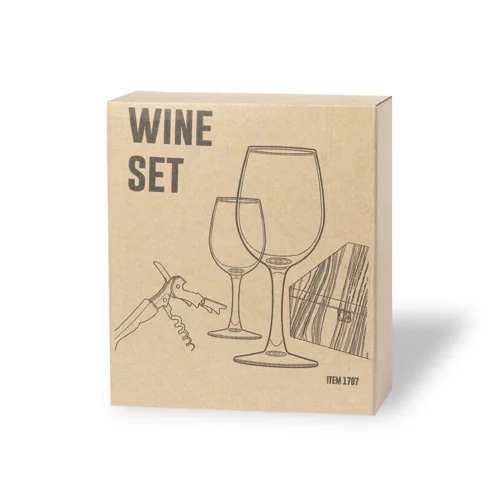 Set Vino in elegante astuccio di bambù include 2 calici in cristallo e cavatappi in acciaio inox