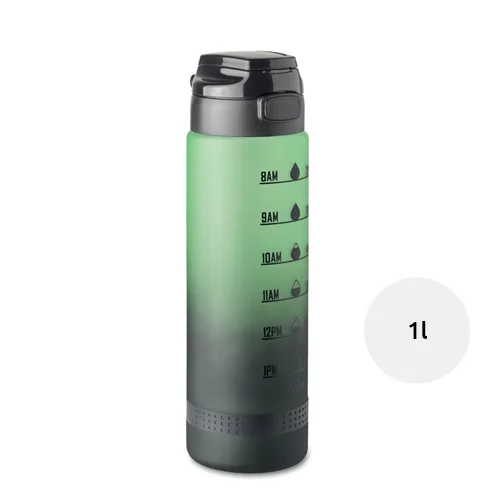 Borraccia sportiva in RPET da 1L con coperchio flip top e marcatura temporale motivazionale