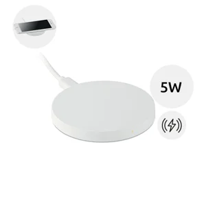 Caricatore wireless di colore bianco e compatto da 5W