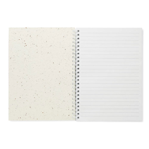 Block Notes A5 con copertina in carta di semi e 100 fogli a righe F/R in carta riciclata