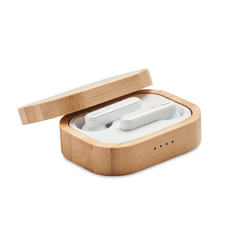 Auricolari TWS in custodia di bambù