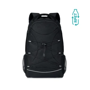 Zaino in RPET 600D con dettagli riflettenti per alta visibilità e tasche laterali in rete 29x16x46cm