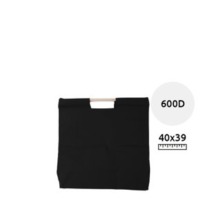 Shopper in poliestere a soffietto con manici in legno da 600d 40x16x39cm