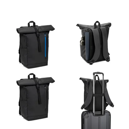 Zaino porta pc da 14" roll top in poliestere riciclato con rivestimento idrorepellente