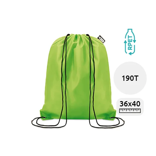 Sacca in RPET riciclato colorata con chiusura a coulisse 36x40cm