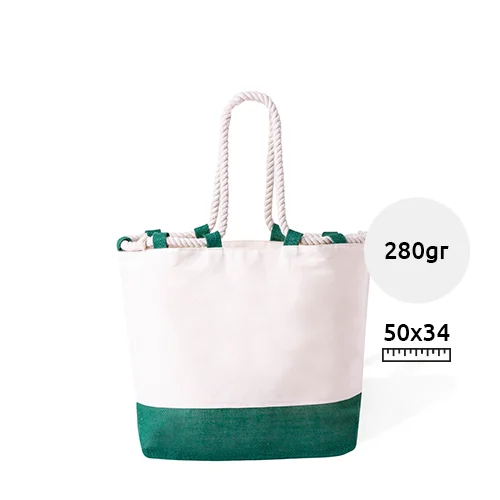 Borsa mare in cotone e juta con manici in corda da 280gr 50x34x17cm