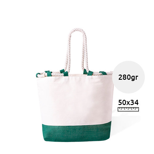 Borsa mare in cotone e juta con manici in corda da 280gr 50x34x17cm