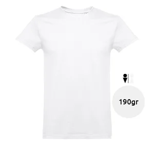 T-shirt da uomo bianca a girocollo taglio regolare 100% cotone 190gr