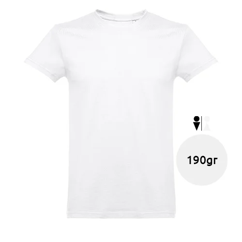 T-shirt da uomo bianca a girocollo taglio regolare 100% cotone 190gr