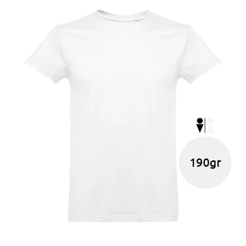 T-shirt da uomo bianca a girocollo taglio regolare 100% cotone 190gr
