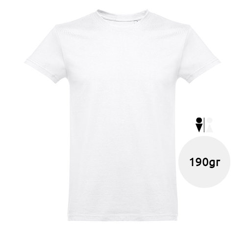 T-shirt da uomo bianca a girocollo taglio regolare 100% cotone 190gr