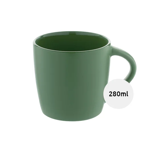 Tazza in ceramica colorata finitura esterna opaca e interna lucida in confezione in cartoncino kraft 280ml