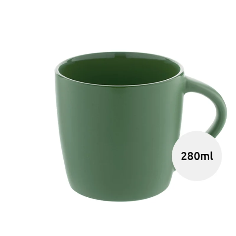 Tazza in ceramica colorata finitura esterna opaca e interna lucida in confezione in cartoncino kraft 280ml
