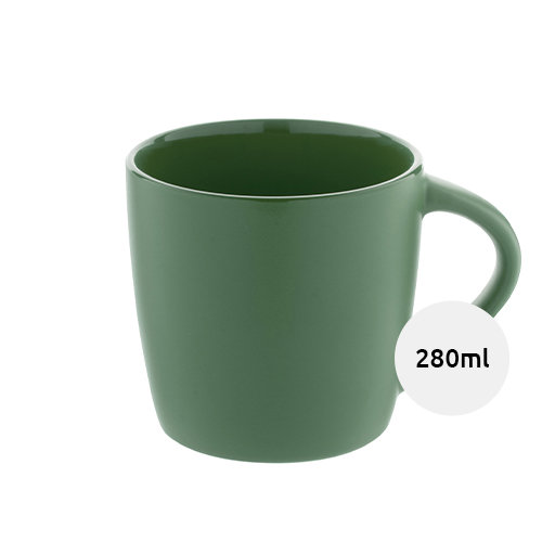 Tazza in ceramica colorata finitura esterna opaca e interna lucida in confezione in cartoncino kraft 280ml