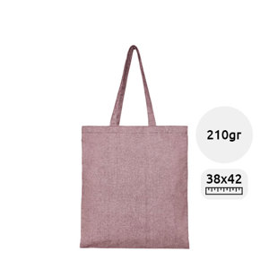 Shopper in cotone riciclato in diverse colorazioni con manici lunghi da 210gr 38x42cm