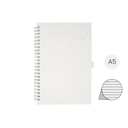 Block note a spirale A5 con pagine a righe realizzato con cartoni del latte riciclati