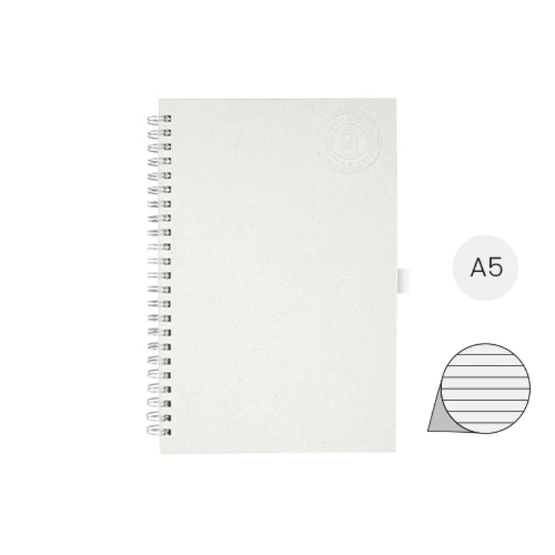 Block note a spirale A5 con pagine a righe realizzato con cartoni del latte riciclati