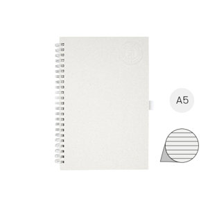 Block note a spirale A5 con pagine a righe realizzato con cartoni del latte riciclati