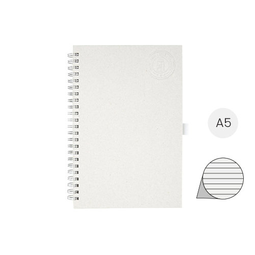 Block note a spirale A5 con pagine a righe realizzato con cartoni del latte riciclati