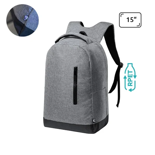 Zaino porta PC da 15" in RPET con tasca antitaccheggio nascosta e aggancio trolley