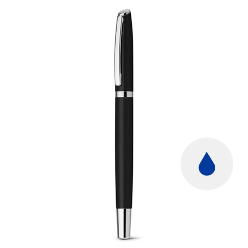 Penna roller in alluminio disponibile in vari colori con cappuccio e refill blu