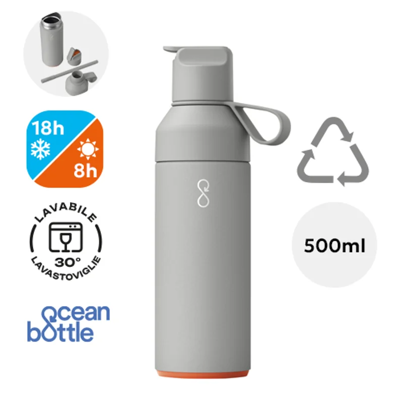 Borraccia termica Ocean Bottle GO in acciaio inossidabile riciclato con tappo a beccuccio da 500ml